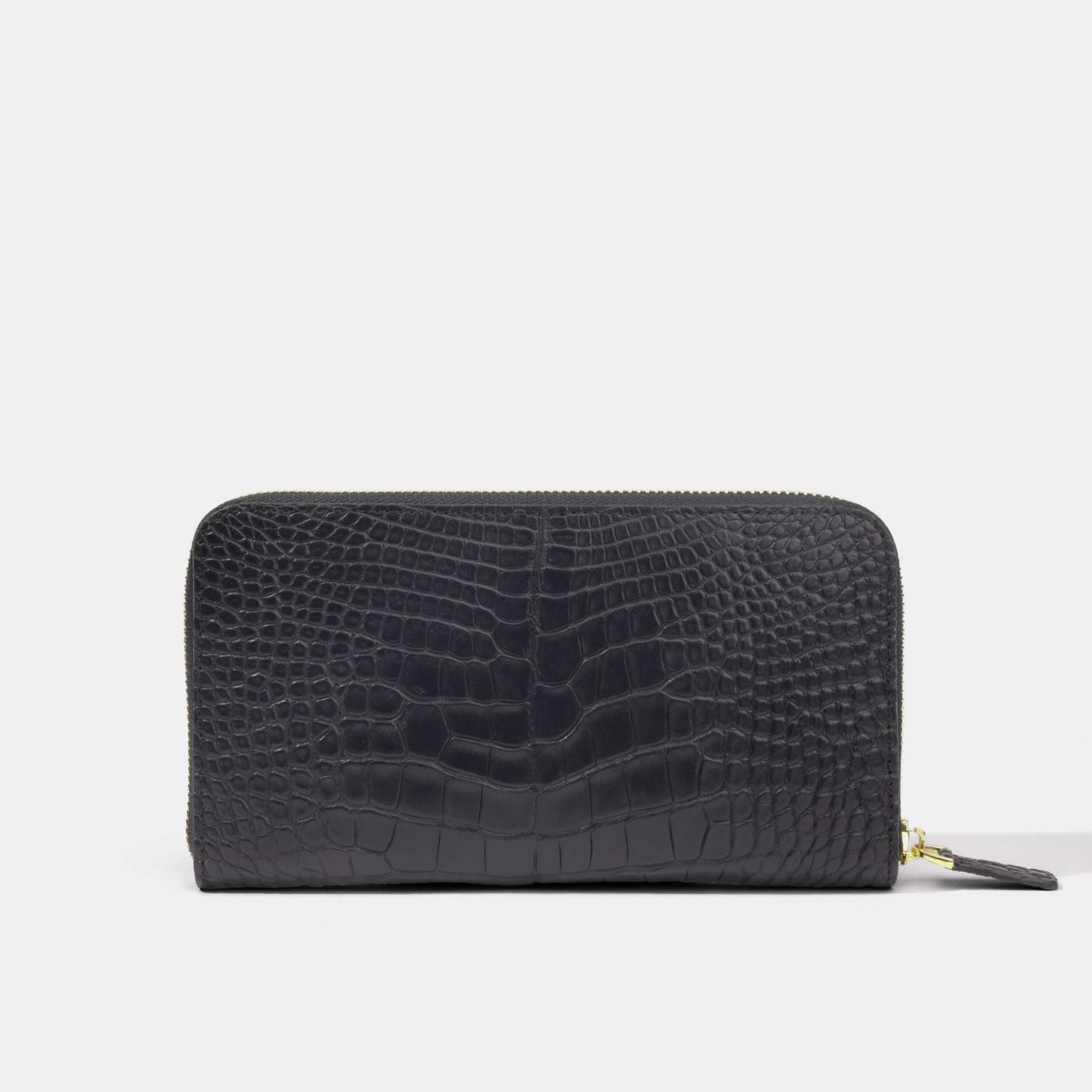 Matte Black Alligator Women Long Wallet | Crocodile Leather Wallets