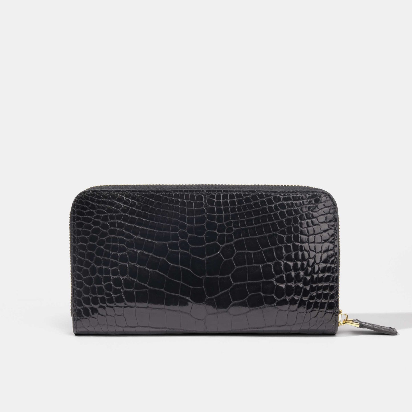 Semi-Matte Black Alligator Women Long Wallet | Crocodile Leather Wallets