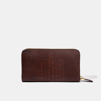 Brown Alligator Women Long Wallet | Crocodile Leather Wallets