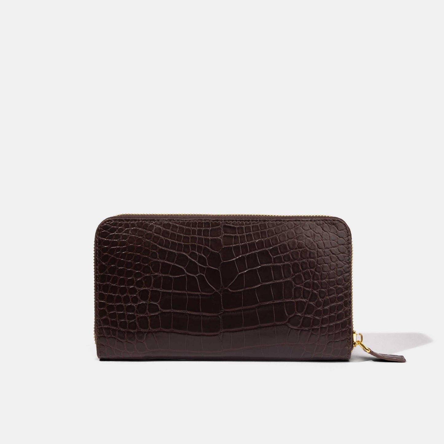 Dark Brown Alligator Women Long Wallet | Crocodile Leather Wallets