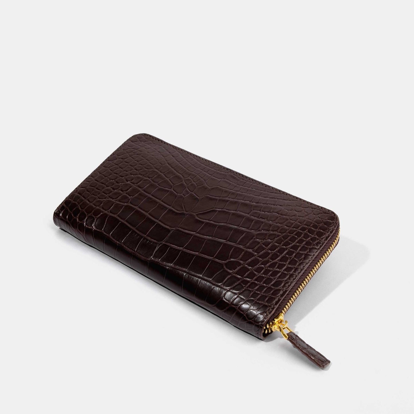 Dark Brown Alligator Women Long Wallet | Crocodile Leather Wallets