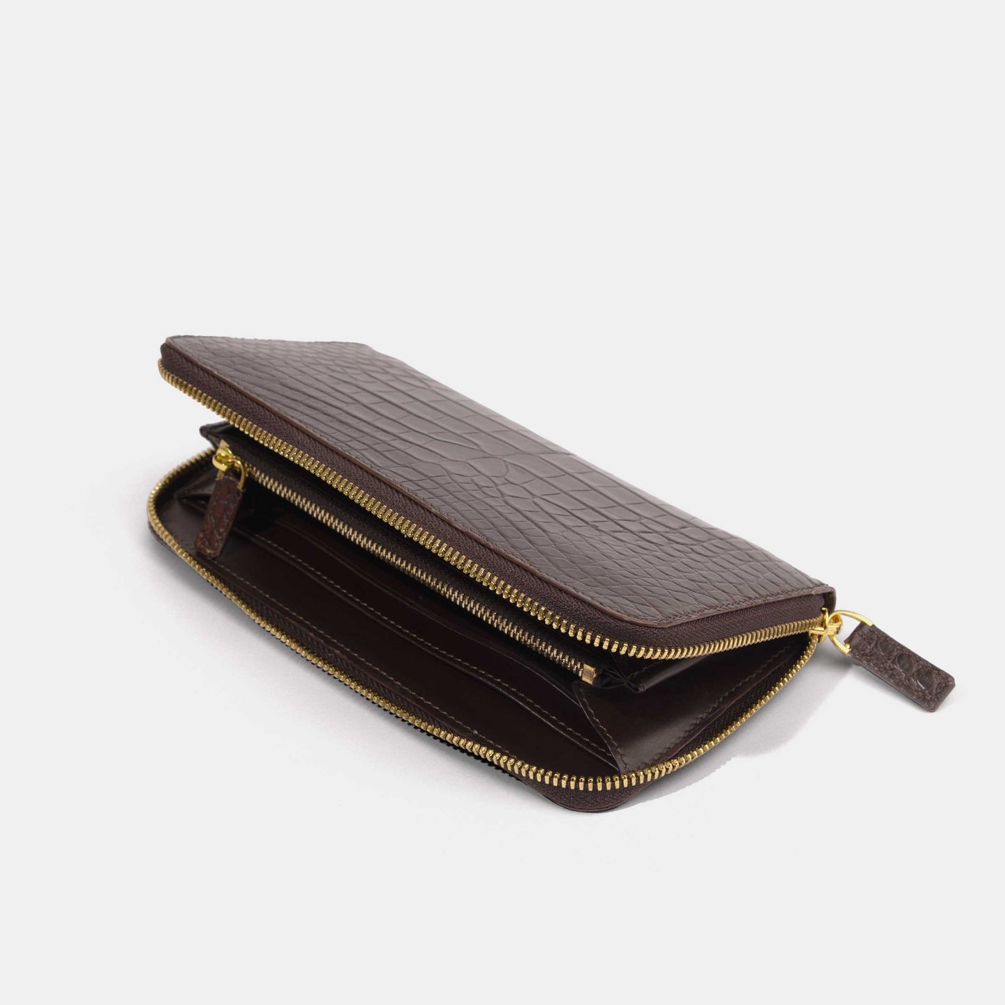 Dark Brown Alligator Women Long Wallet | Crocodile Leather Wallets