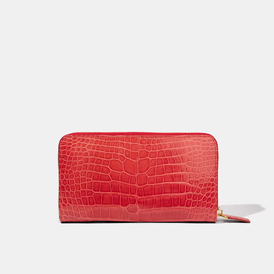 Red Alligator Women Long Wallet | Crocodile Leather Wallets