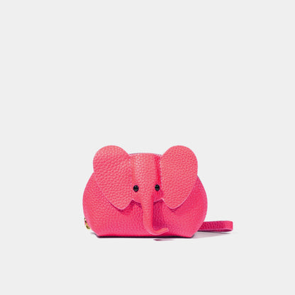 Elephant Leather Coins Purse-Calf Leather Coins Purse-Hot Pink