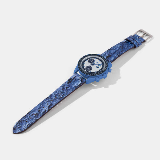 Calf Leather Watch Strap for Mission to the Super Blue Moonphase | OMEGA x Swatch Speedmaster Moonswatch | Universal