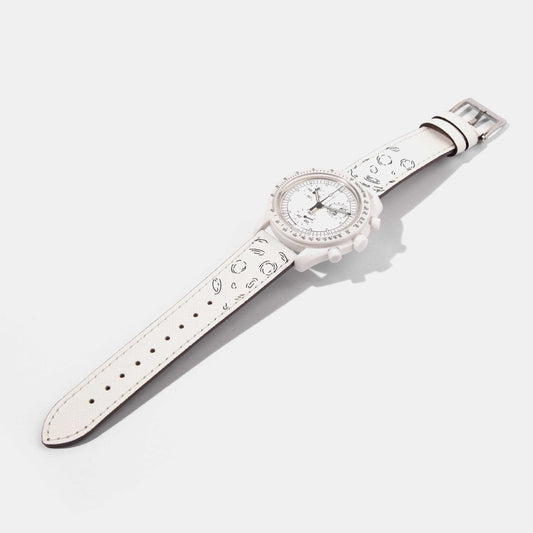 Calf Leather Watch Strap for Mission to the Moonphase - Full Moon | OMEGA x Swatch Speedmaster Moonswatch | Universal