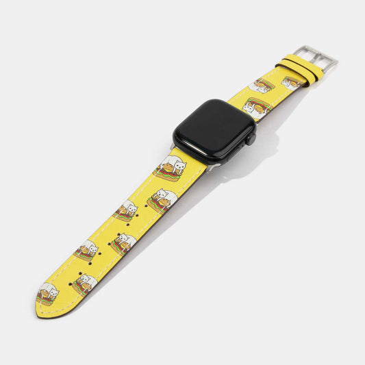 White Cat Hamburger Calf Leather Apple Watch Strap