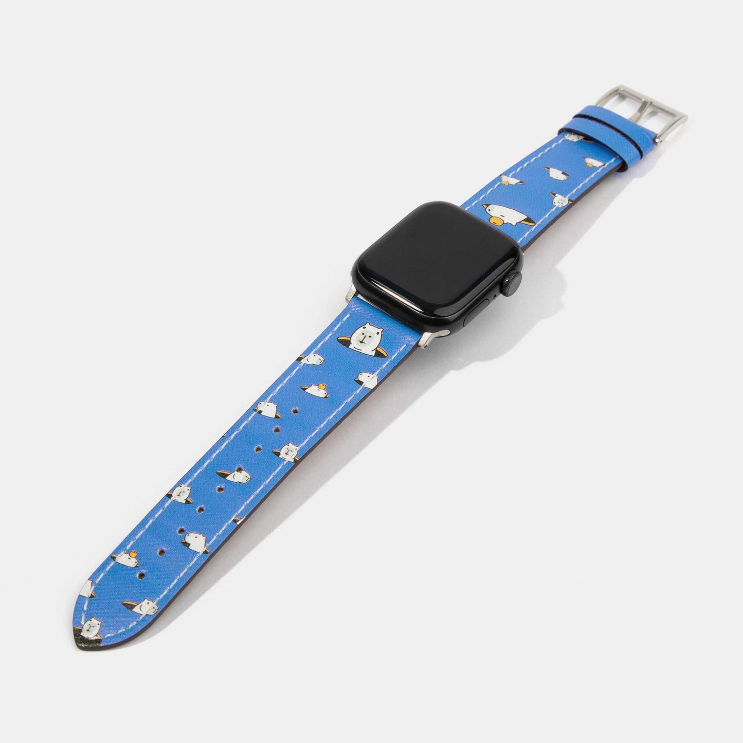 Capybara Hiding Blue Calf Leather Apple Watch Strap