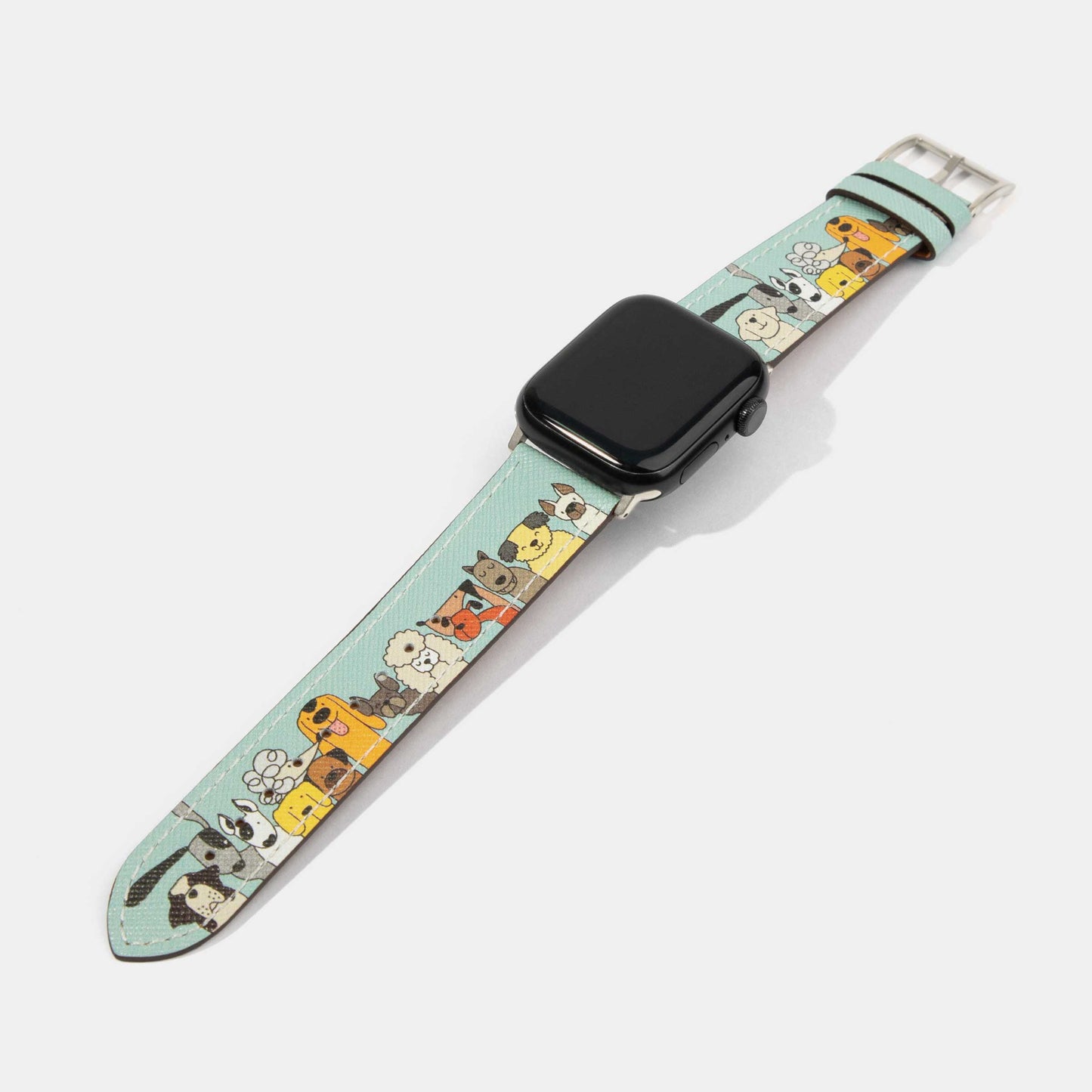 Dog Family Teal Calf Leather Apple Watch Strap