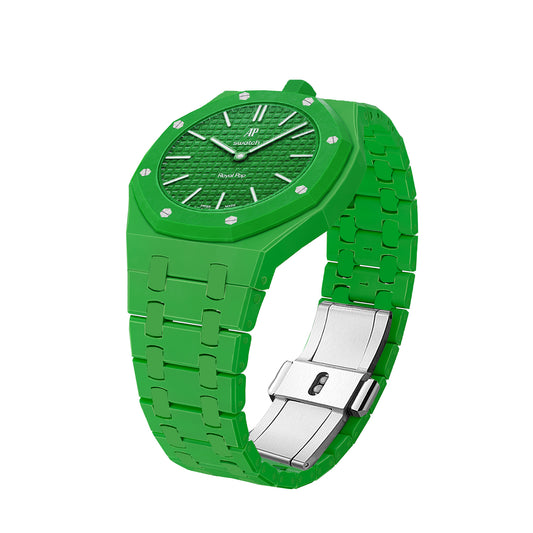 (Pre-order) Jessenia Original - Ceramic Case & Integrated Bracelet for Swatch x AP Royal Pop - Green Eight