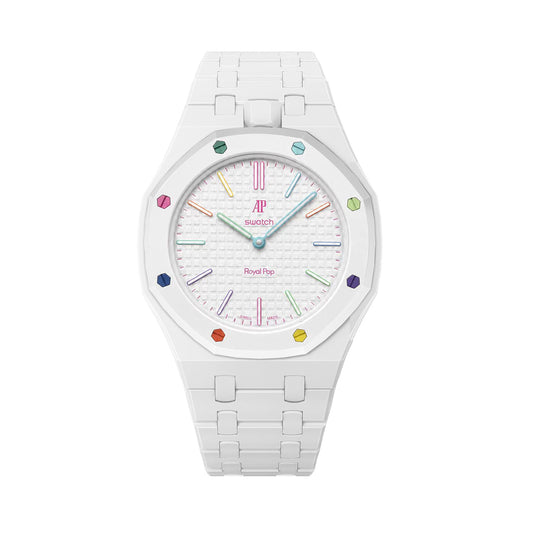 (Pre-order) Jessenia Original - Ceramic Wrist Adaptor & Integrated Bracelet for Swatch x AP Royal Pop - Hult Blanc