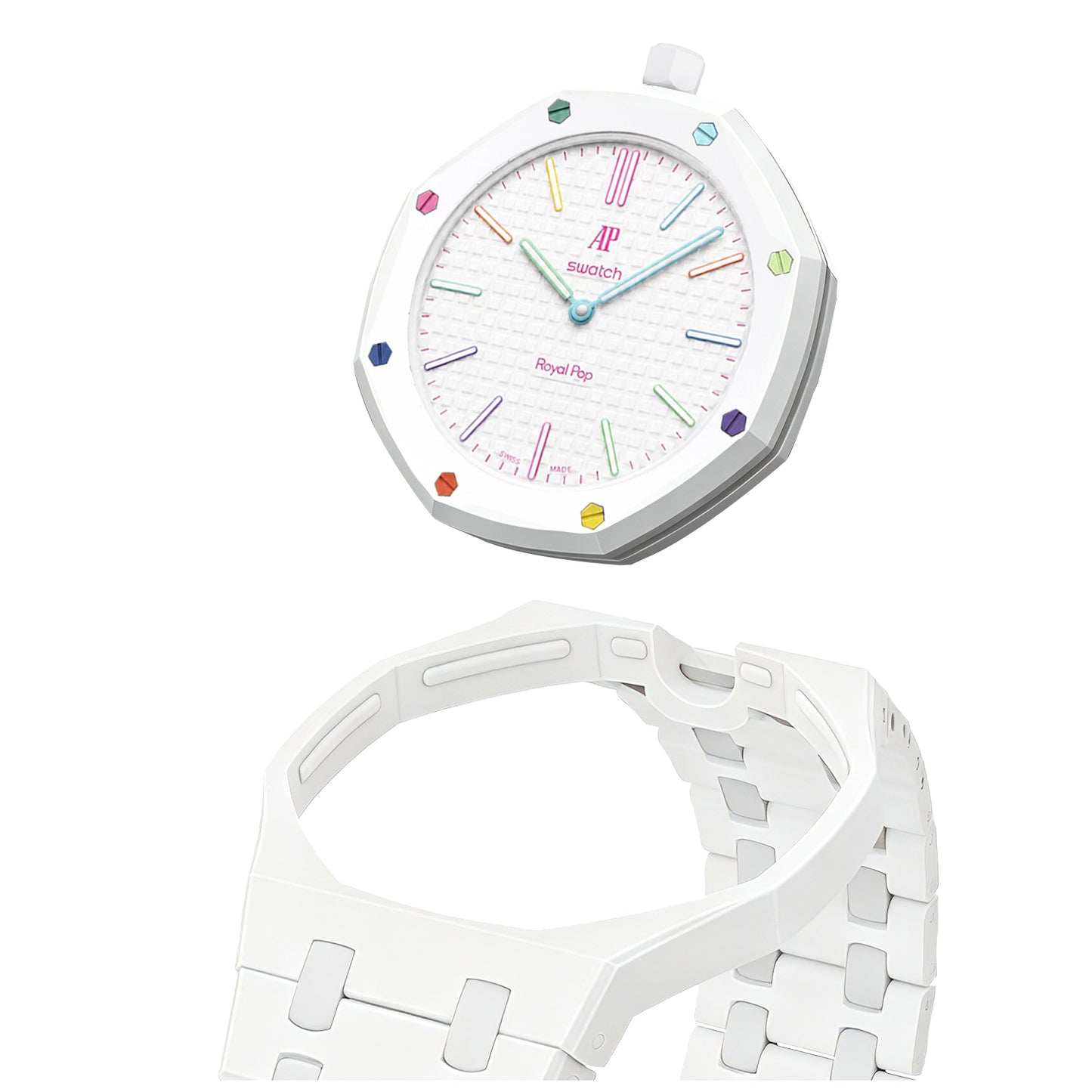 (Pre-order) Jessenia Original - Ceramic Case & Integrated Bracelet for Swatch x AP Royal Pop - Hult Blanc