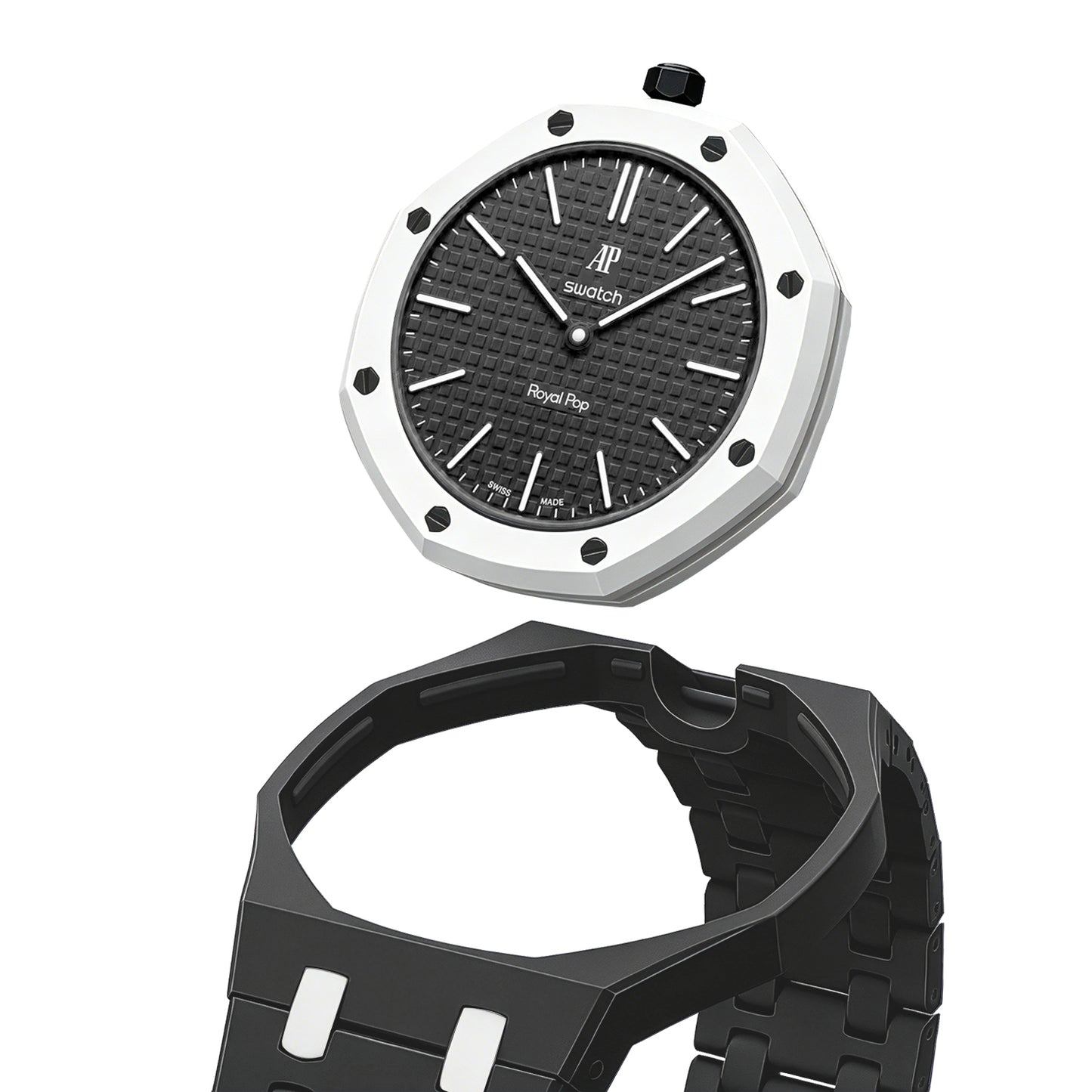 (Pre-order) Jessenia Original - Ceramic Case & Integrated Bracelet for Swatch x AP Royal Pop - Ocho Negro