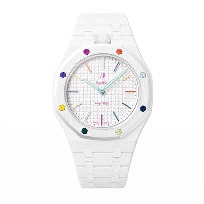 (Pre-order) Jessenia Original - Ceramic Case & Integrated Bracelet for Swatch x AP Royal Pop - Hult Blanc