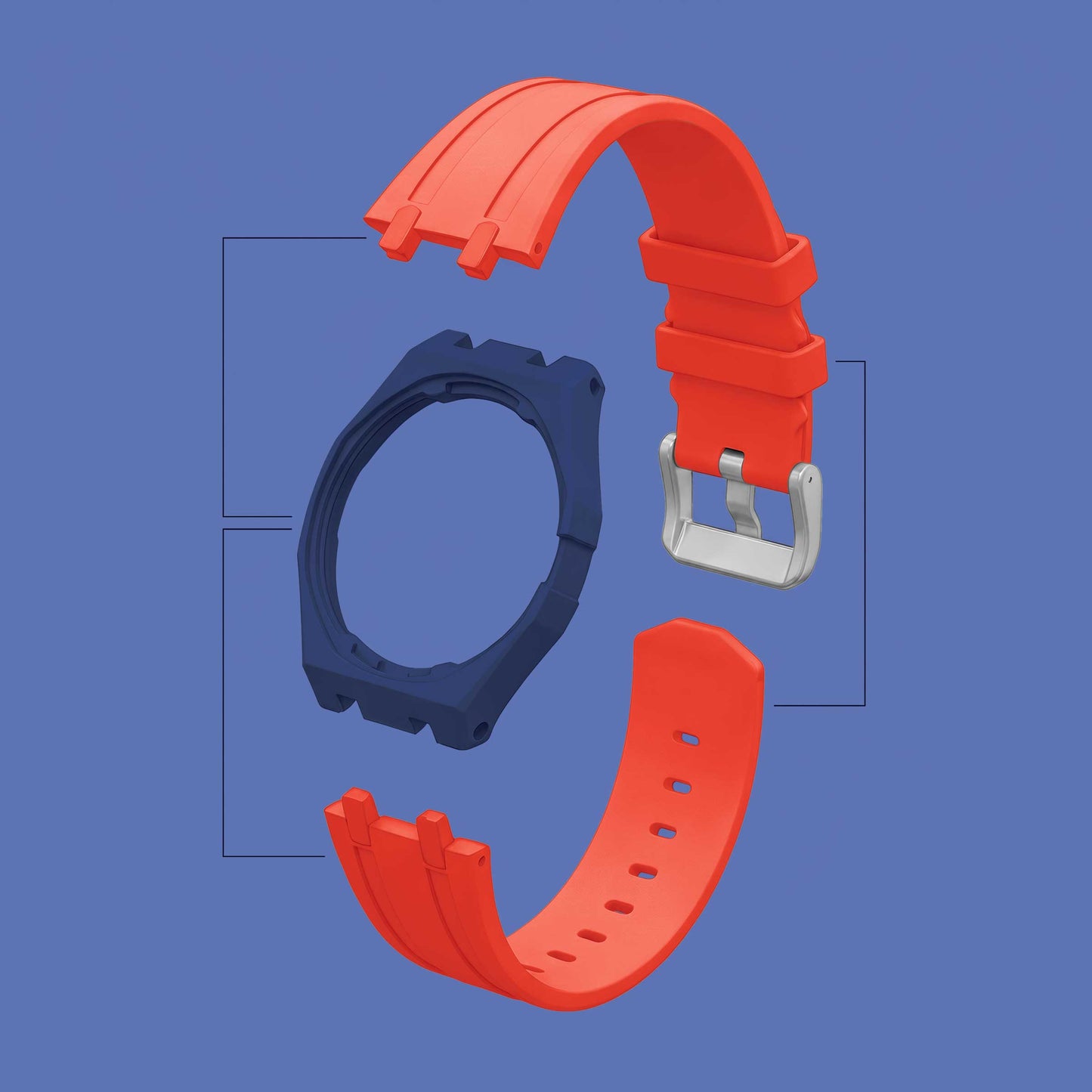 (Pre-order) Jessenia Original Wrist Case & Silicone Strap for Swatch x AP Royal Pop - Orenji Hachi